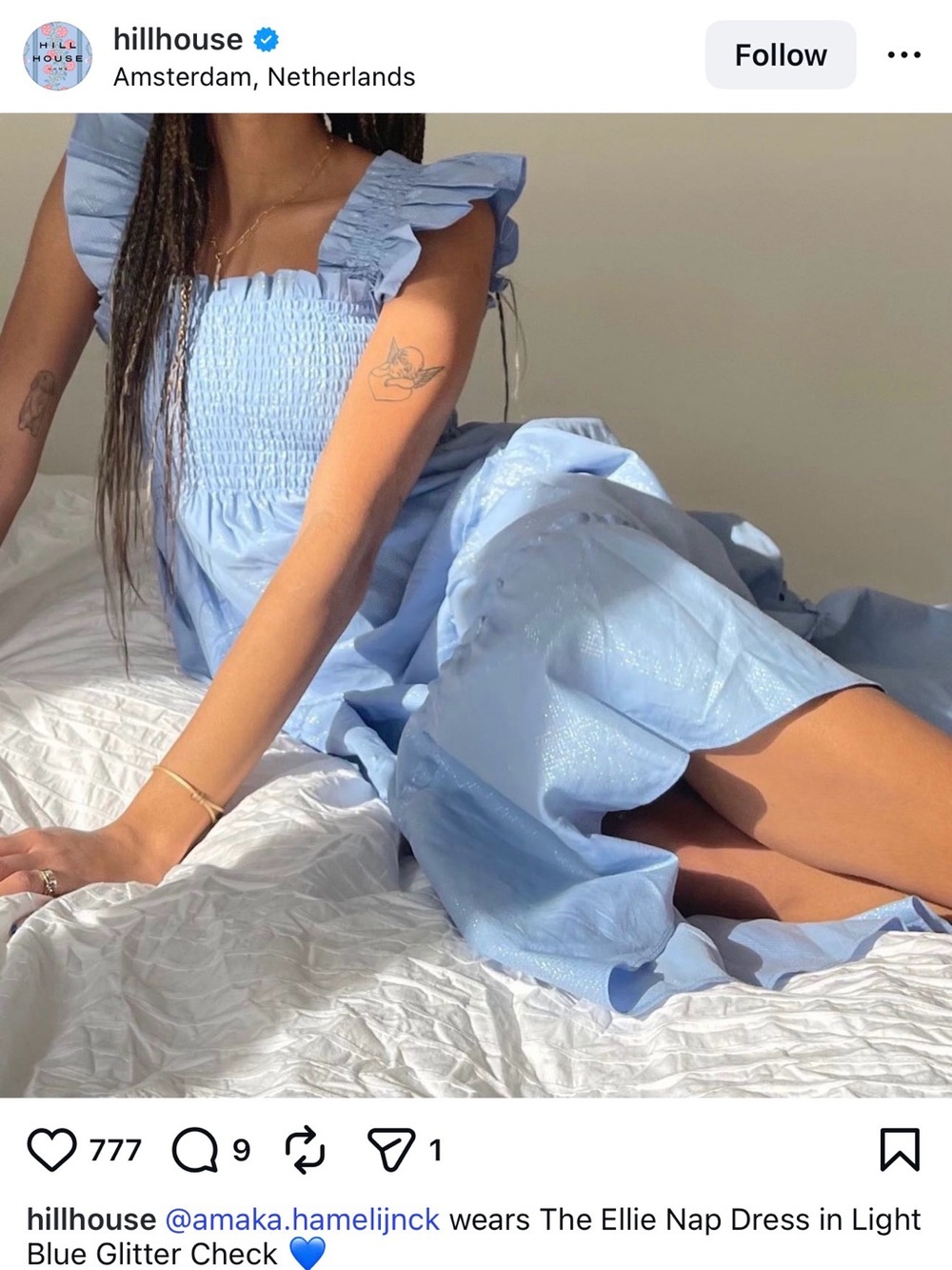 Hill House Home The Ellie Nap Dress in Light Blue Glitter Check